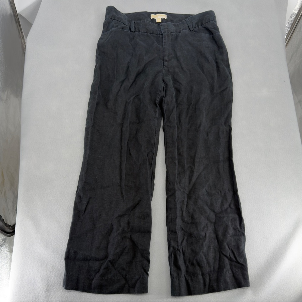 MICHAEL Michael Kors Black 100% Linen Wide Leg Pants Sz 12